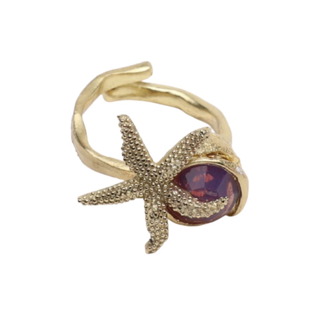ANILLO ESTRELLAS DE ARRECIFE BRONCE Y CRISTAL