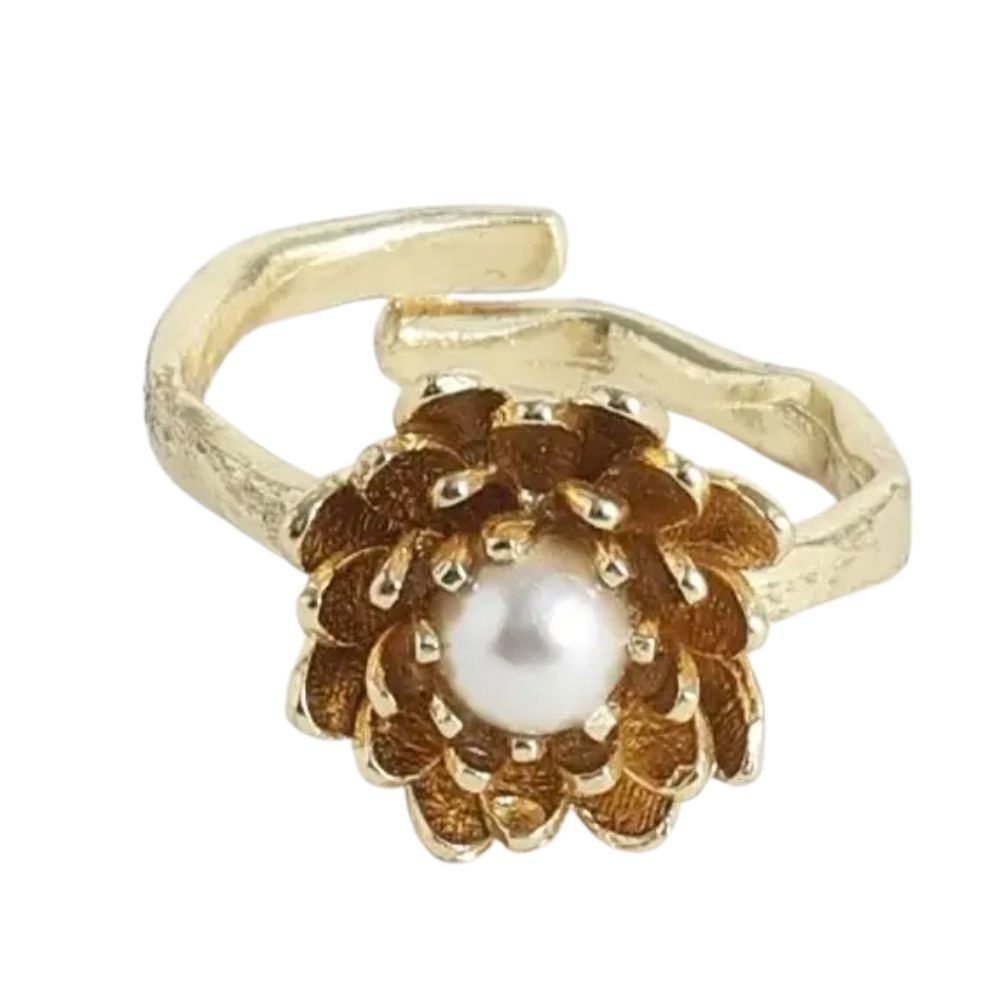 ANILLO PETALO BRONCE PERLA