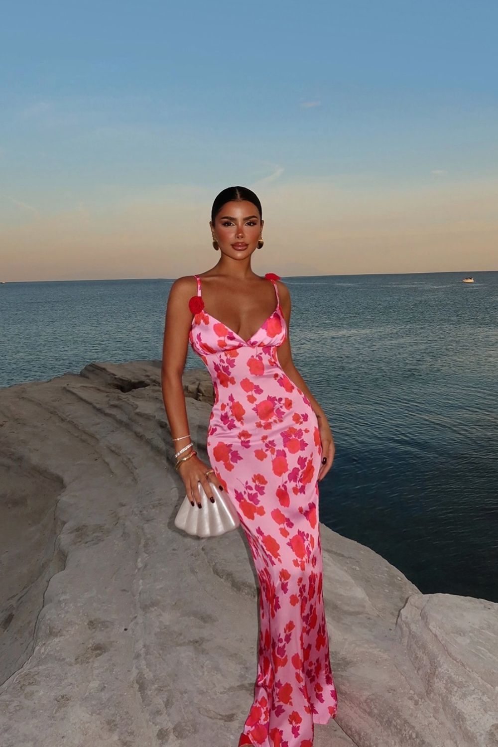 VESTIDO SATIN ROSADO TIRANTES ROSA MAYA