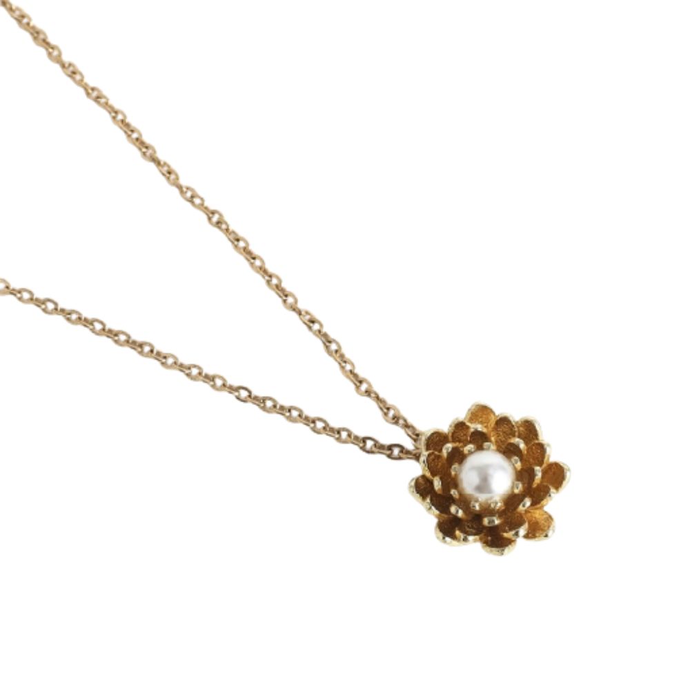 COLLAR DE PETALOS BRONCE PERLA