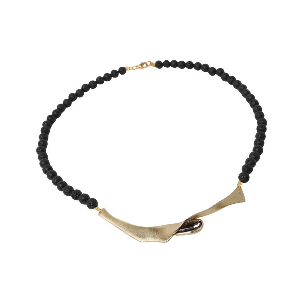 COLLAR FLORA BRONCE LAVA Y CRISTAL