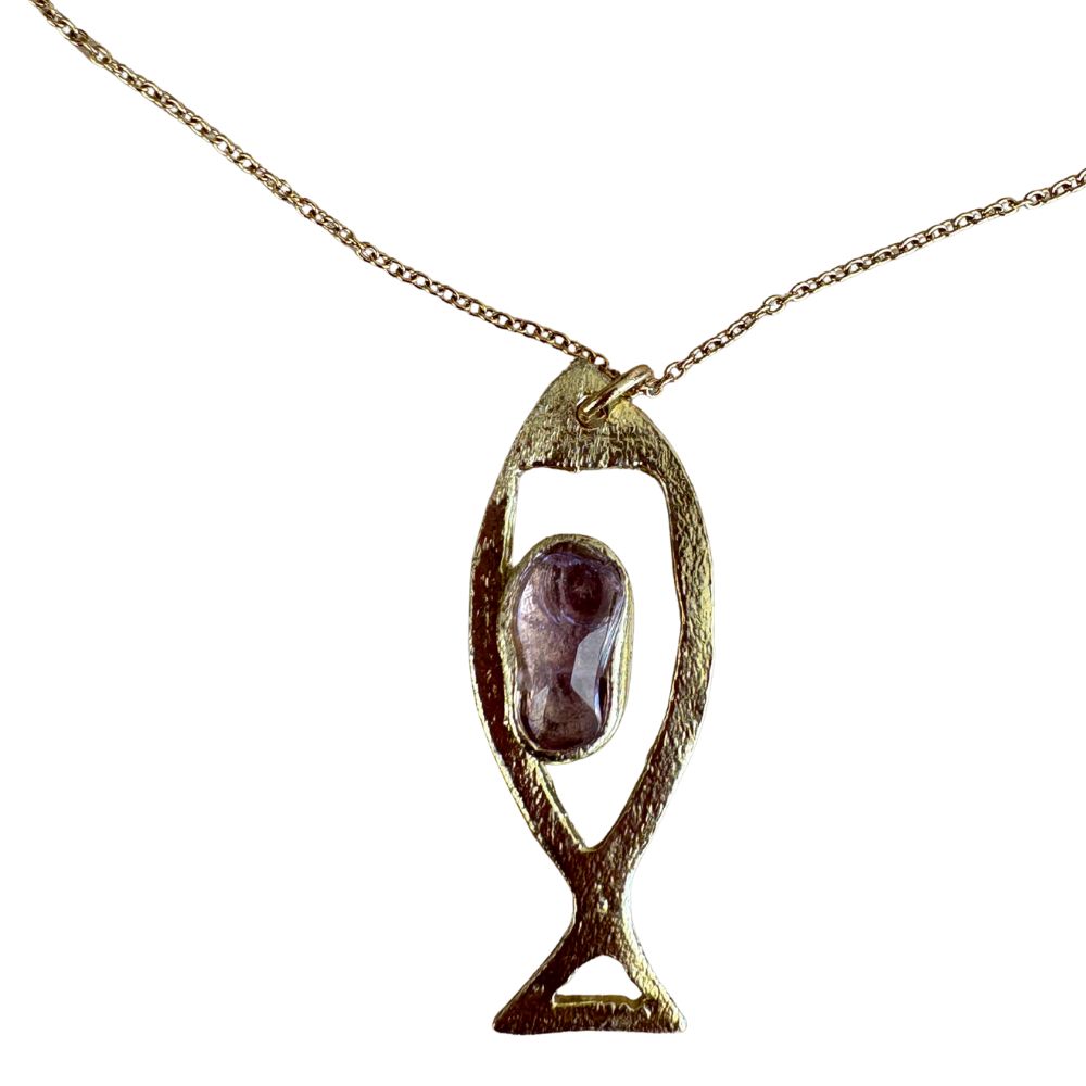 COLLAR DE PESCADO BRONCE Y RESINA